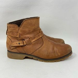 TEVA De La Vina Chelsea Waterproof Pecan Brown Leather Boots, Women’s Size 7.5